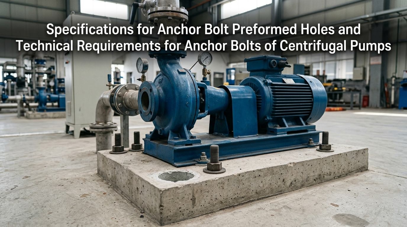 Spesifikasjoner for forhåndsformede hull for ankerbolter og tekniske krav for ankerbolter til sentrifugalpumper